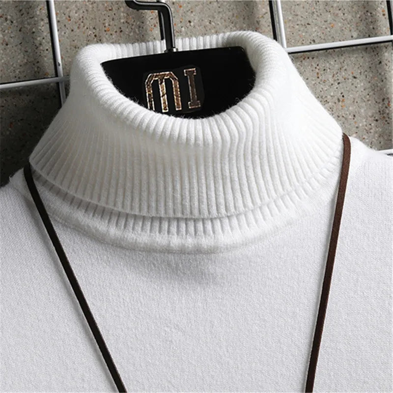 Turtleneck Sweaters Men Solid Pullovers Winter Knitted Sweater Turtleneck Pullovers Black Gery Winter Warm Sweater Men Clothing