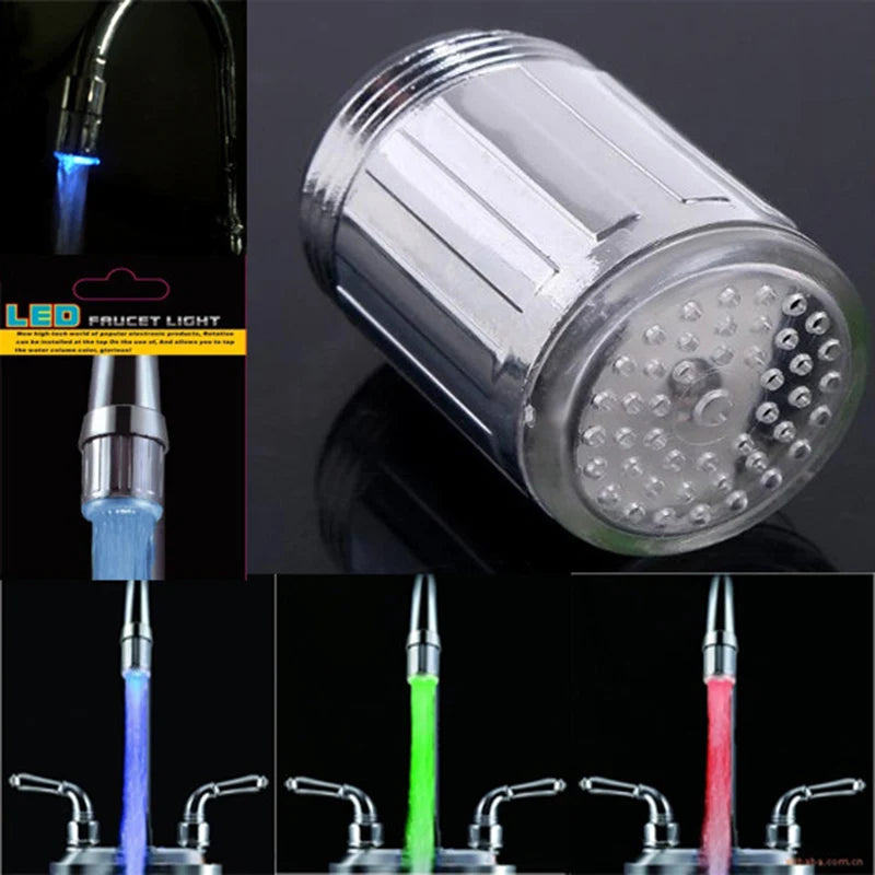 LED Temperature Sensitive 1/3/7-Color Light-up Faucet Kitchen Bathroom Glow Water Saving Faucet Aerator Tap Nozzle Shower