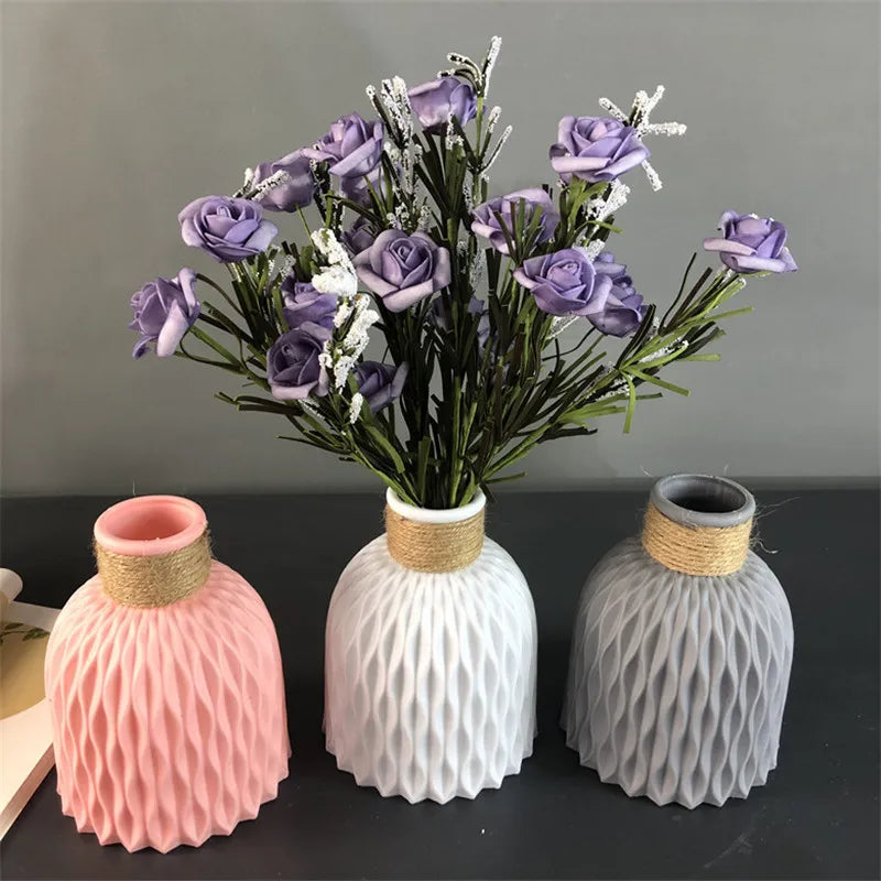 Flower Vase Decoration Home Plastic Vase Modern Imitation Ceramic Flower Pot Flower Basket Nordic Decoration Vases for Flowers