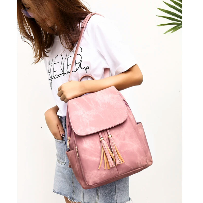 Fashion Woman Backpacks Lady's Leather Backpacks Female school backpack women Shoulder bags for teenage girls Travel Back Tassel