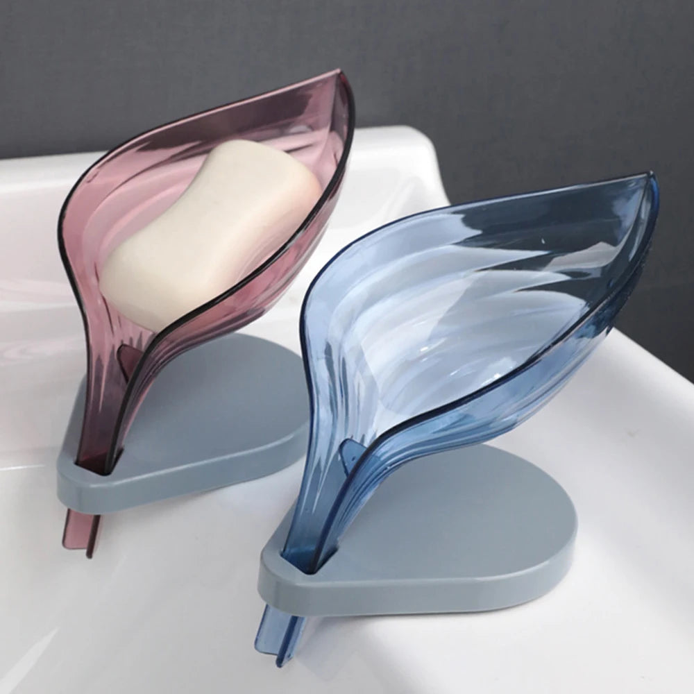 Leaf Shape Soap Holder Soap Dish for Bathroom Quick Drain Large Suction Cup Fixed Firmly Bathroom Storage Rack Soap Container