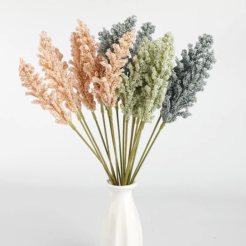 6 Pieces Artificial Flowers Granules Foam Lavender Wedding Decorative Plants Vases for Home Decoration Accessories Fake Bouquet