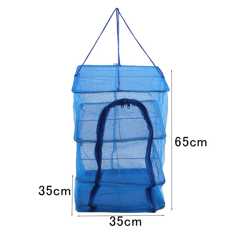 Foldable 4 Layers Drying Fishing Net Rack Hanging Vegetable Fish Dishes Dryer PE Hanger fishing net fishing accessories