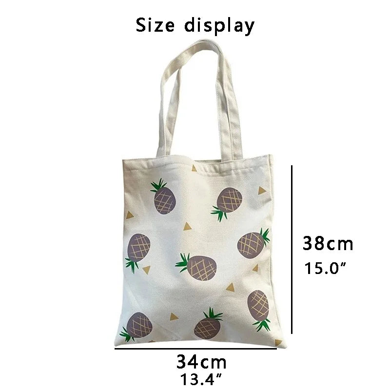 Canvas Bag for Women Shoulder Bags 2023 Girls Handbags Shopper Cute Cartoon Print Simple Foldable Washable Reusable Eco Tote Bag