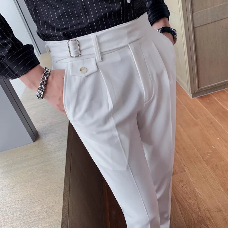 British Style Fashion Men Dress Pants Office Social Business Casual Suit Pants Man Slim Fit Simple Wedding Trousers Men Clothing