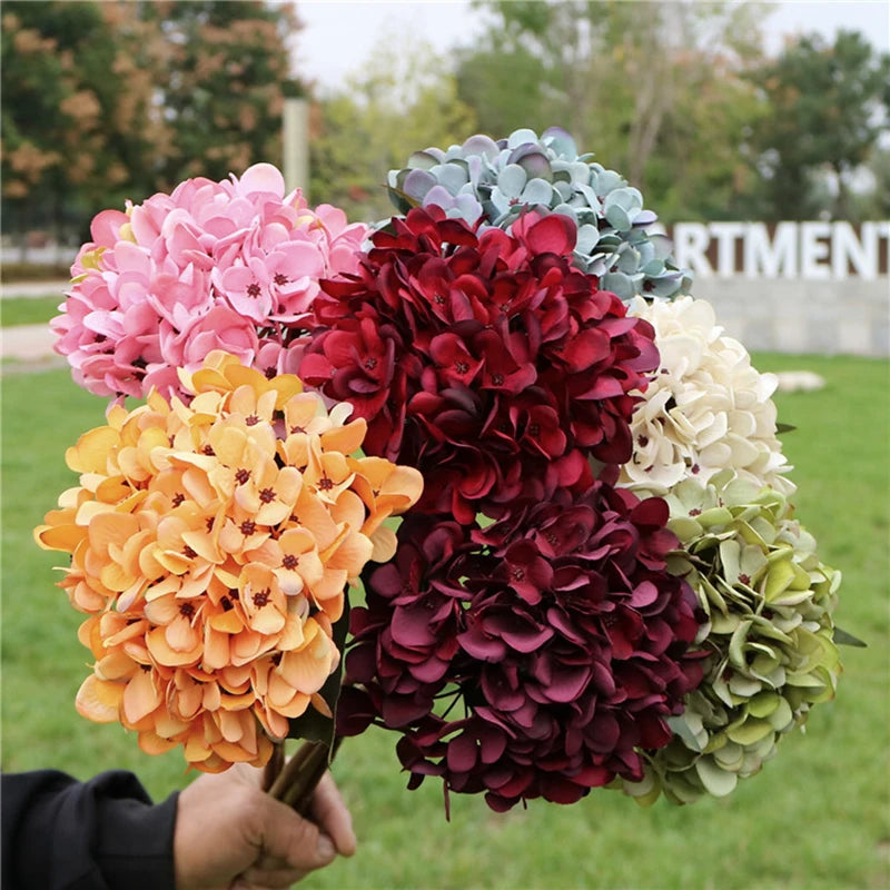 Silk Single Hydrangea Artificial Flowers Vases for Wedding Home Decoration Accessories Bride Holding Diy Craft Christmas Wreath