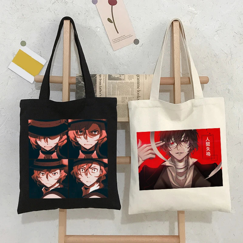 Bungou Stray Dogs Osamu Dazai Japan Anime Canvas Bag Large Harajuku Gothic Famale Shopper Bag Casual Vintage Women Shoulder Bags