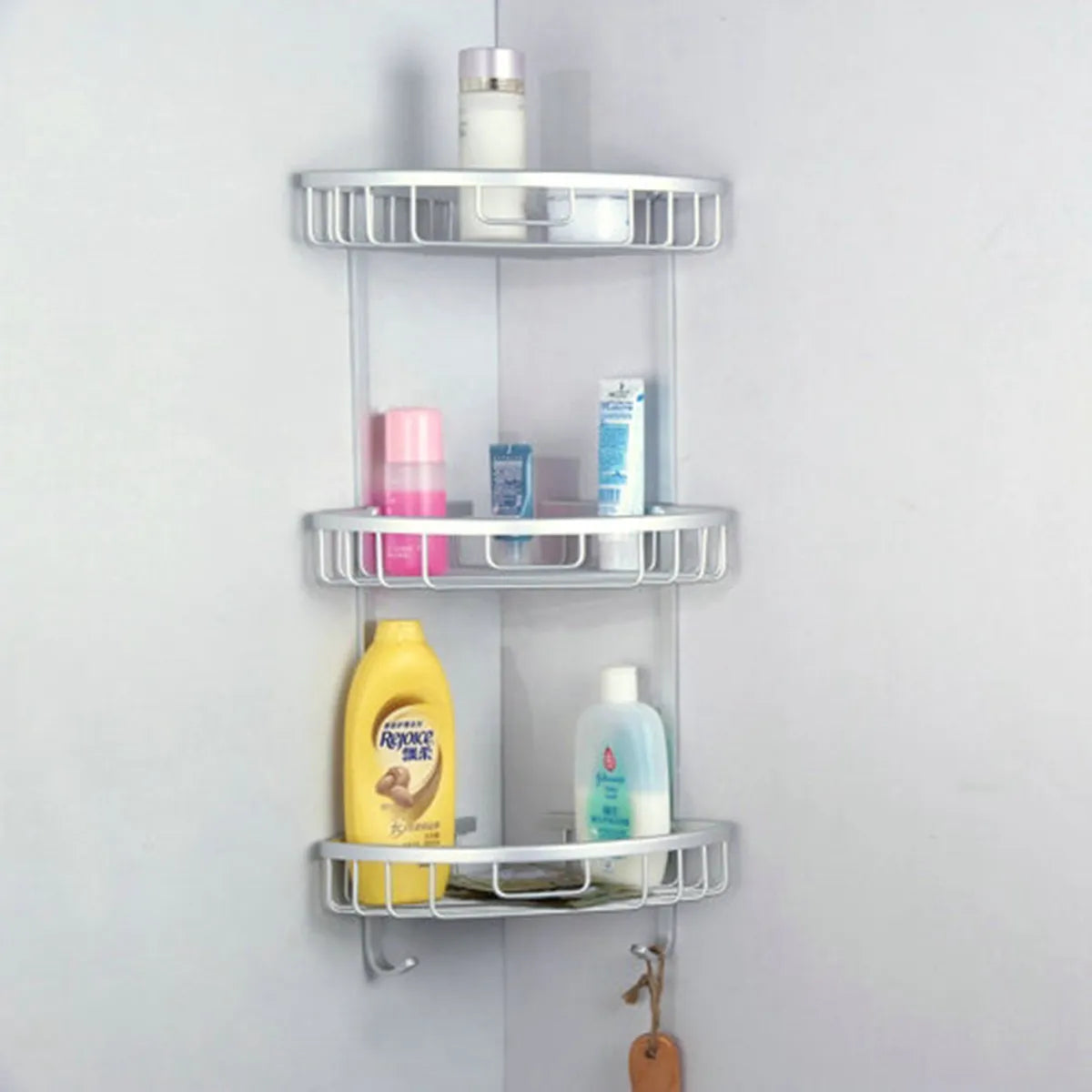 Bathroom Punch Free  Aluminum Triangular Rack Storage Organizer Corner Shelf For Shampoo Soap Cosmetic Basket Holder