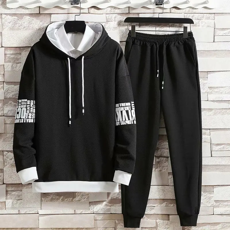 Spring Autumn Men's Sets Hip Hop Long sleeve pullover Hoodies+ Elastic Waist jogger Casual Pants Fashion Sets Men Clothing Sets