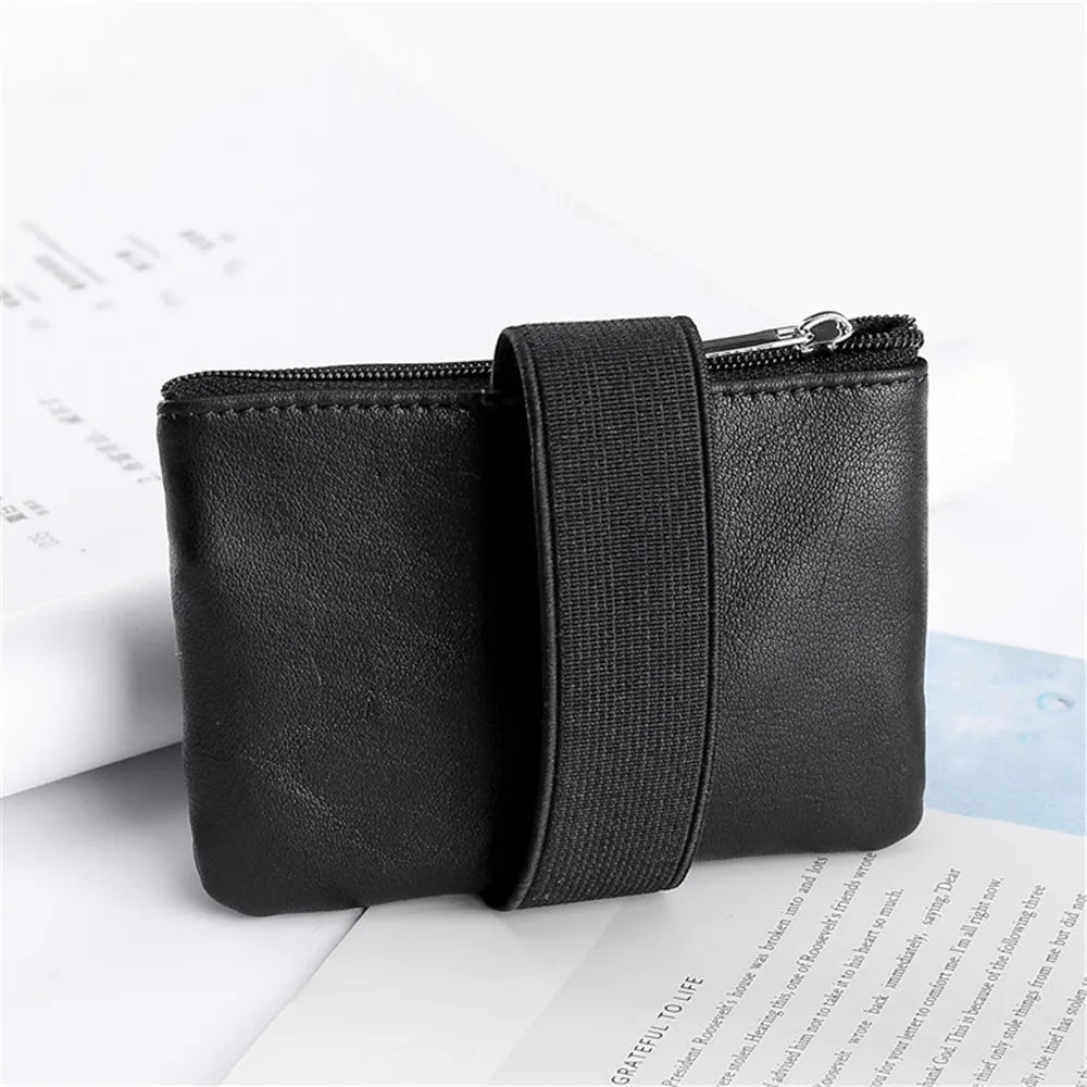 Women Men Sports Wrist Bag Key Money Bag Genuine Leather Ladies Coin Purses Zipper Pouch Card Holder Wallet Business Card Cases