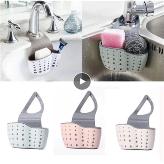 Sink Storage Hanging Basket Drain Rack Storage Basket Bag Faucet Rack Adjustable Snap-on Sink Bathroom Rack Kitchen Accessories