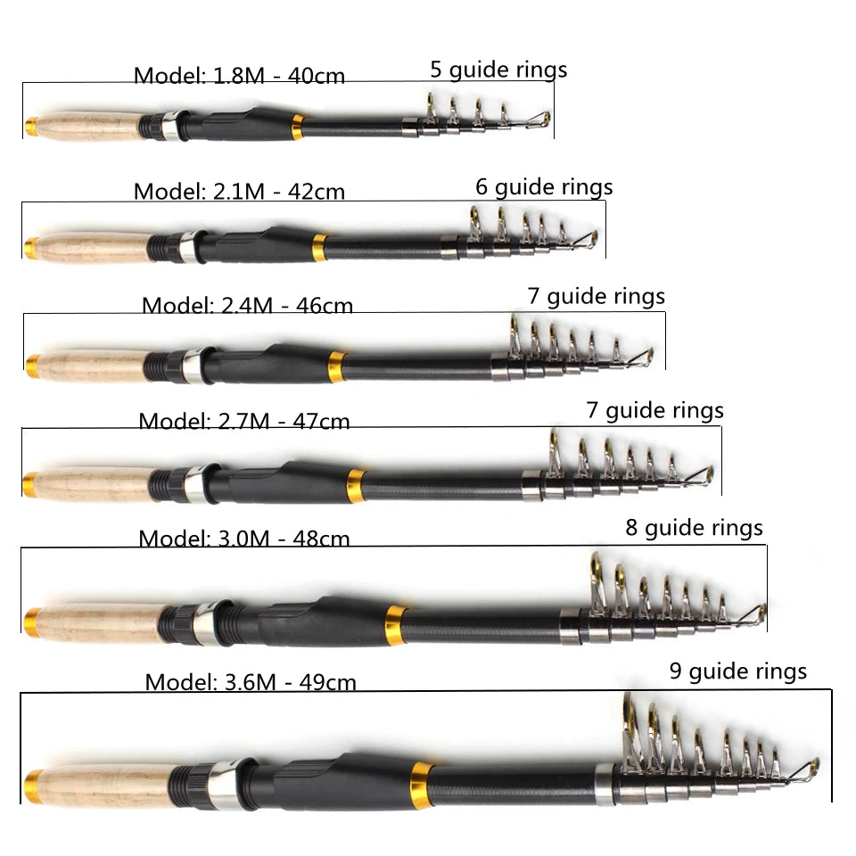 Multifunction Telescopic Fishing Rod 1.8M-3.6M Portable carbon Spinning Fishing Rod Carp Feeder Rod Travel Trout Rod M Power