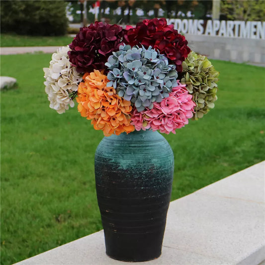 Silk Single Hydrangea Artificial Flowers Vases for Wedding Home Decoration Accessories Bride Holding Diy Craft Christmas Wreath