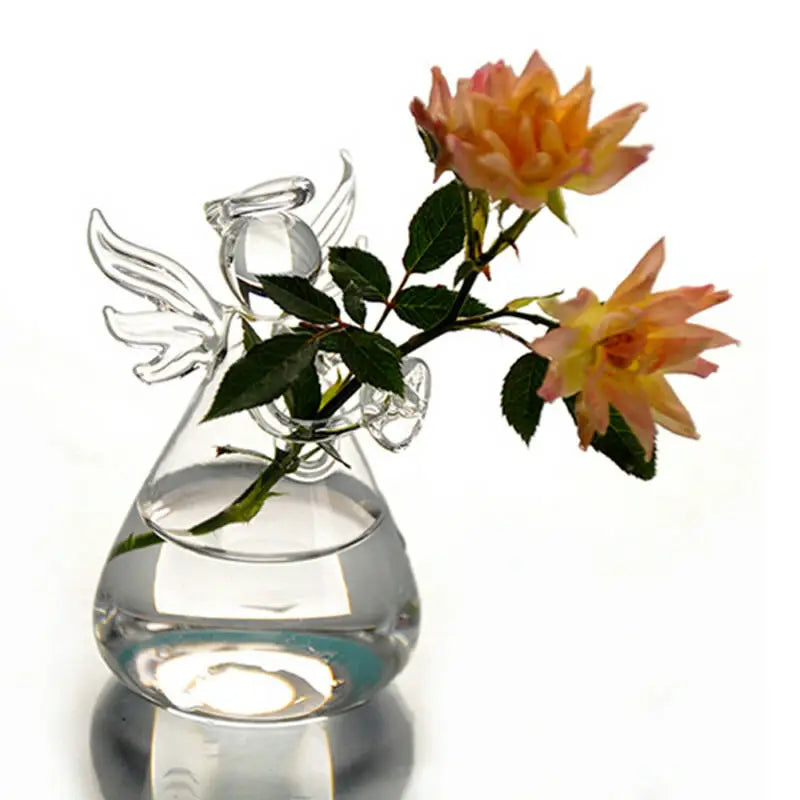 1pcs Transparent Vases New Cute Glass Angel Shape Flower Plant Hanging Vase Home Office Wedding Decor