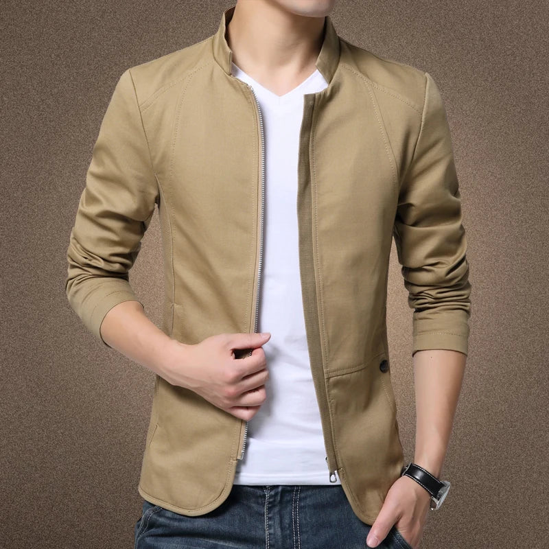 2022 Men Jacket Fashion Standing Collar Jacket Coats Men Slim Fit Business Casual Male Jackets Men Clothing Plus Size M-5XL