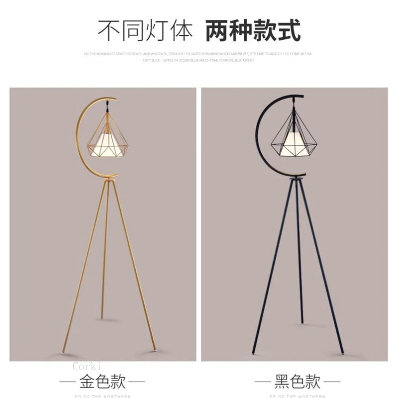 modern Wrought iron Triangle diamond led floor lamps Nordic living room sofa decor standing lamp bedroom bedside reading lamp