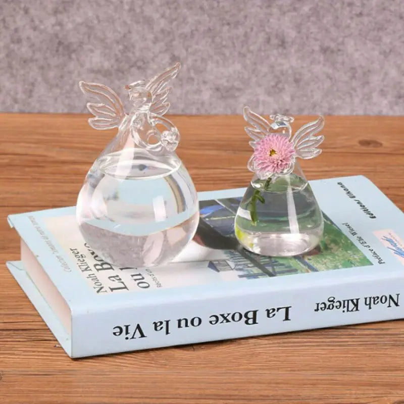 1pcs Transparent Vases New Cute Glass Angel Shape Flower Plant Hanging Vase Home Office Wedding Decor