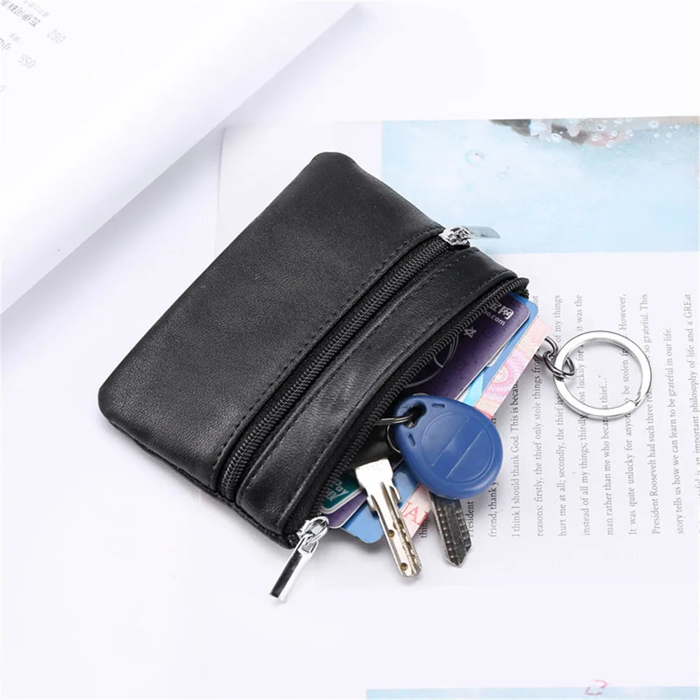 Women Men Sports Wrist Bag Key Money Bag Genuine Leather Ladies Coin Purses Zipper Pouch Card Holder Wallet Business Card Cases