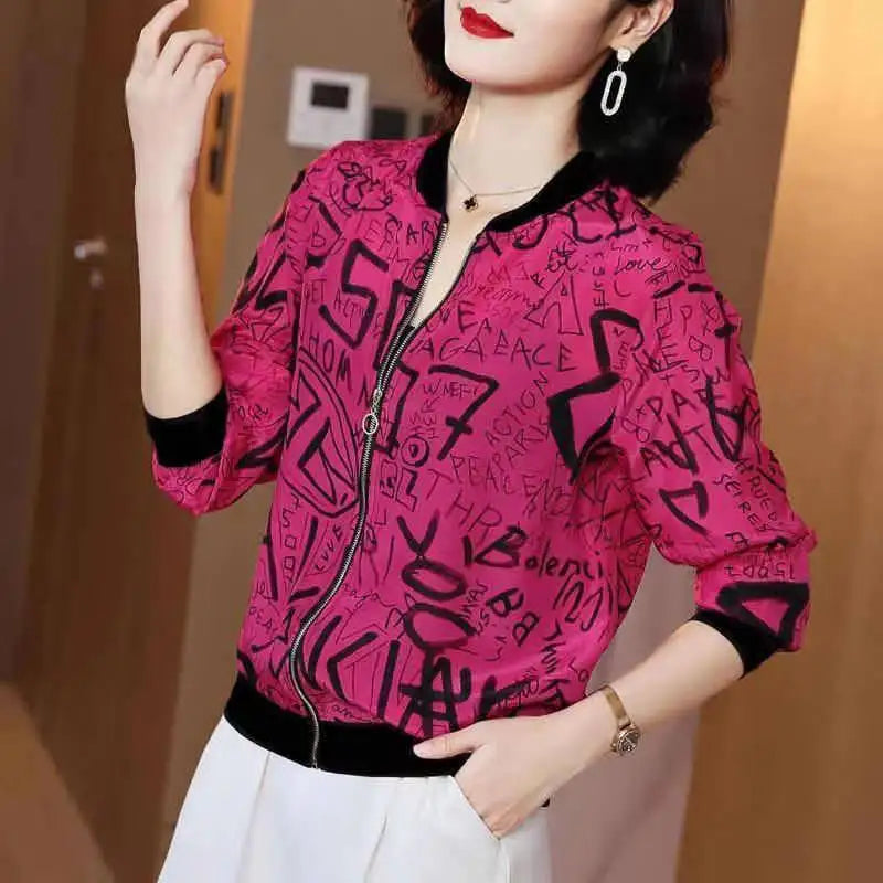 Chiffon Long-sleeved Cardigan Jacket Spring Summer Thin Women's Clothing New Baseball Uniform Short Sunscreen Coat 5XL