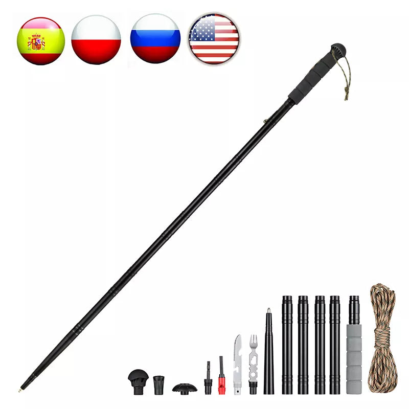 Multifunction Trekking Poles Ultralight Survival Hiking Stick Poles 6063 Alloy Multi Folding Walking Pole Stick Outdoor Gear