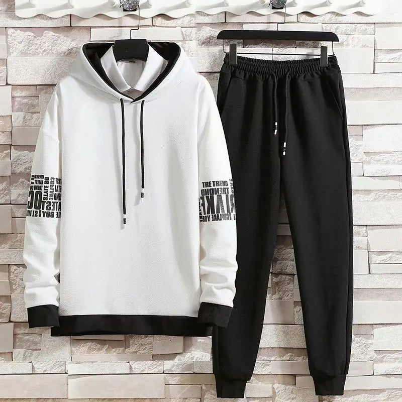 Spring Autumn Men's Sets Hip Hop Long sleeve pullover Hoodies+ Elastic Waist jogger Casual Pants Fashion Sets Men Clothing Sets