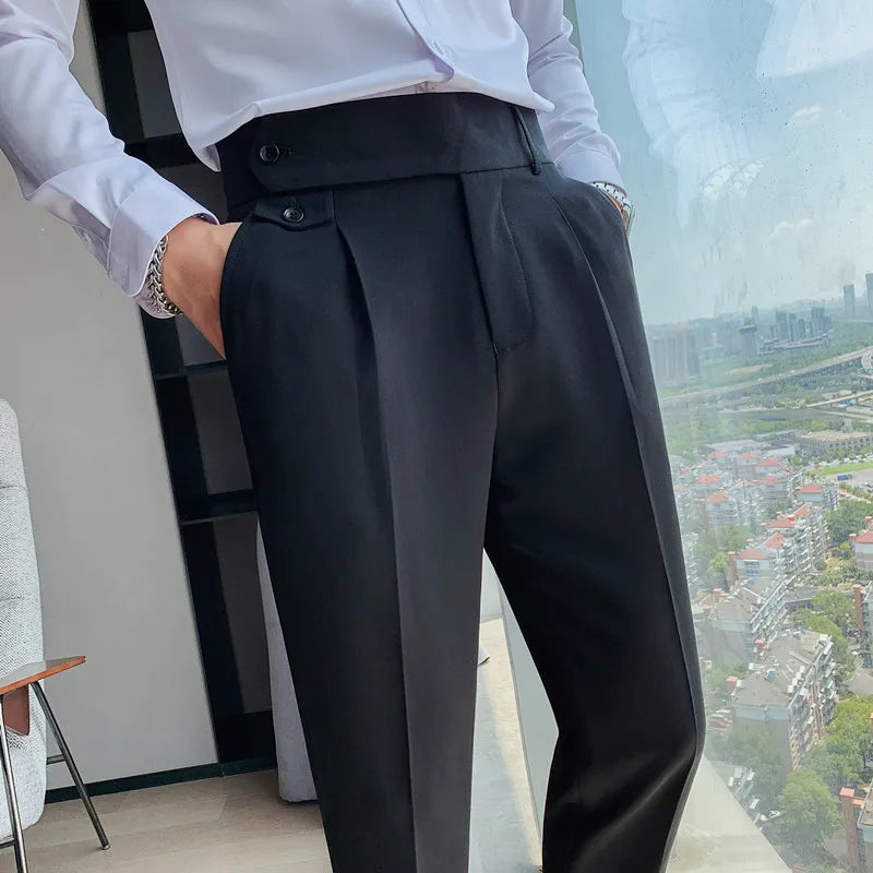 British Dress Pants For Men Clothing 2023 Fashion High Waist Men's Pants Elegant Business Formal Wear Men Trousers High Quality