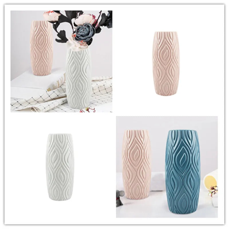 Imitation Ceramic Vase Home Decor Shatterproof Flower Pot Nordic Home Decoration Plastic Flower Vase Decorative Vases Modern