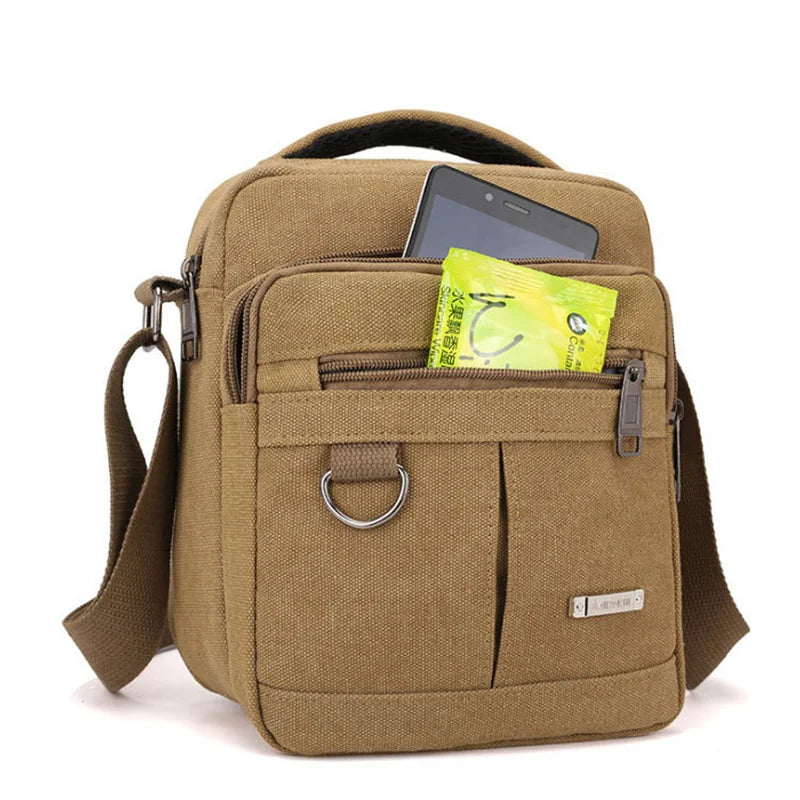 Canvas Shoulder Bag Men's New Korean Style Canvas Messenger Bag Outdoor Leisure Travel Portable Single-Shoulder Bag