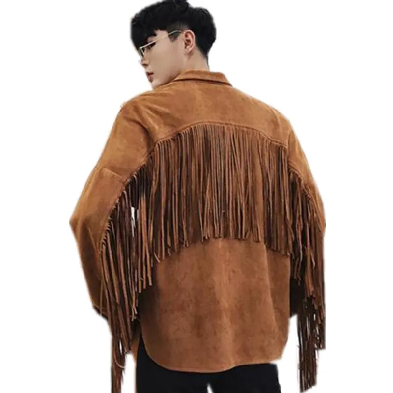 Spring New Men's tassel design punk hip hop Jacket Male Casual Streetwear Hip Hop street style  Coat Men Clothing