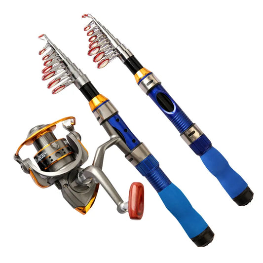 New Portable Telescopic Fishing Rod FRP Fiber Fishing Pole Sea Boat Rock FishRod high Quality Fishing Reel 1.5m/1.9m/2.3M