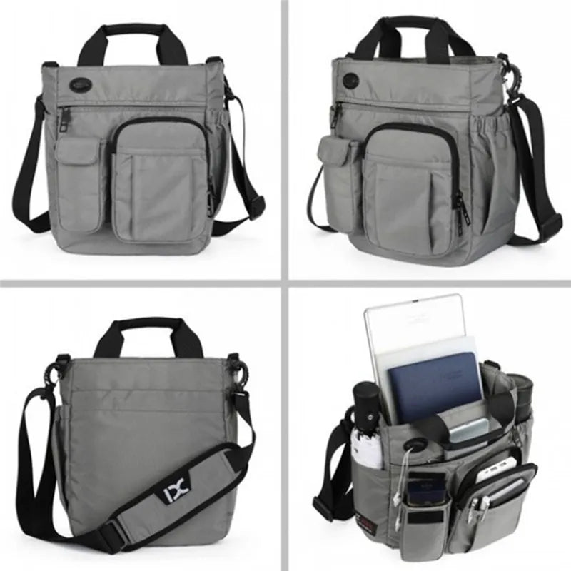 Multi Function Men's Shoulder Messenger Bag With Headphone Hole Waterproof Travel Handbag Large Capacity Storage Bags