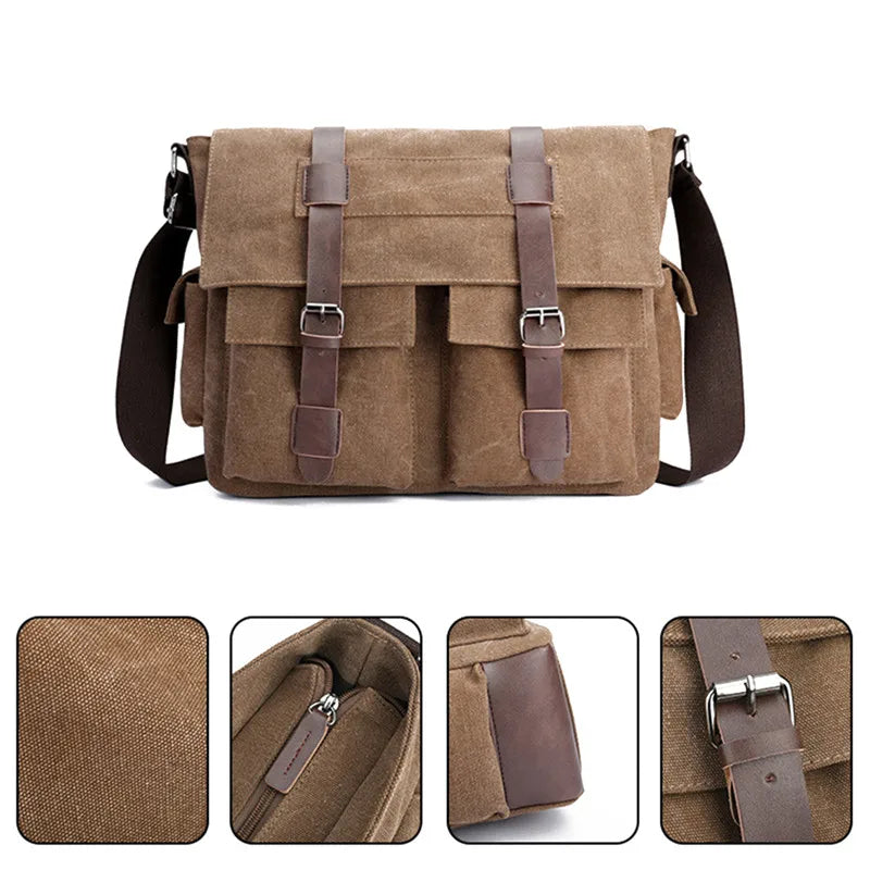 Men's Vintage Canvas Bag Men Casual Crossbody Bag For Men Messenger Bag Man Travel Shoulder Bags Bolsa Masculina High Quality