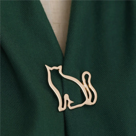 Hollow Cat Brooches for Women's Clothing Cardigan Clip Cardigan Shawl Buckle Christmas Brooch Simple Suit Sweater Pin Ins