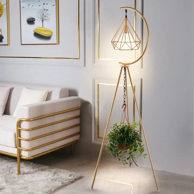 modern Wrought iron Triangle diamond led floor lamps Nordic living room sofa decor standing lamp bedroom bedside reading lamp