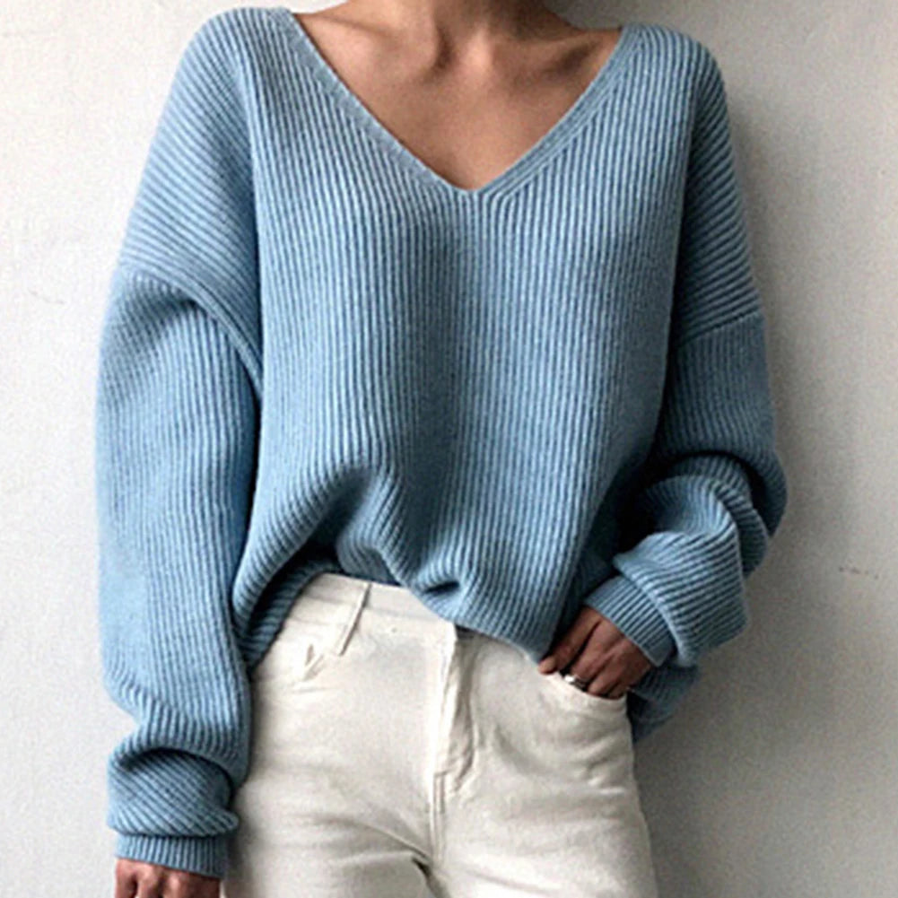 2020 Autumn Winter Women Long Batwing Sleeve V Neck Irregular Hem Loose Ribbed Knitted Sweater Women's Clothing свитер женский