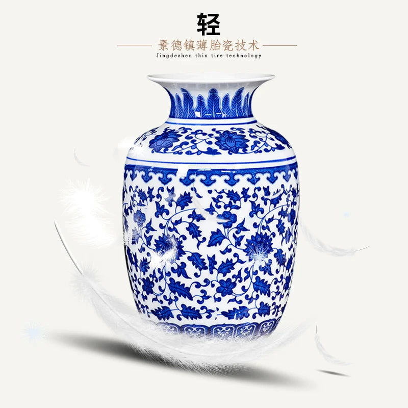 Blue and White Porcelain Vase Decoration living room flower arrangement antique decorative crafts Jingdezhen ceramics vases