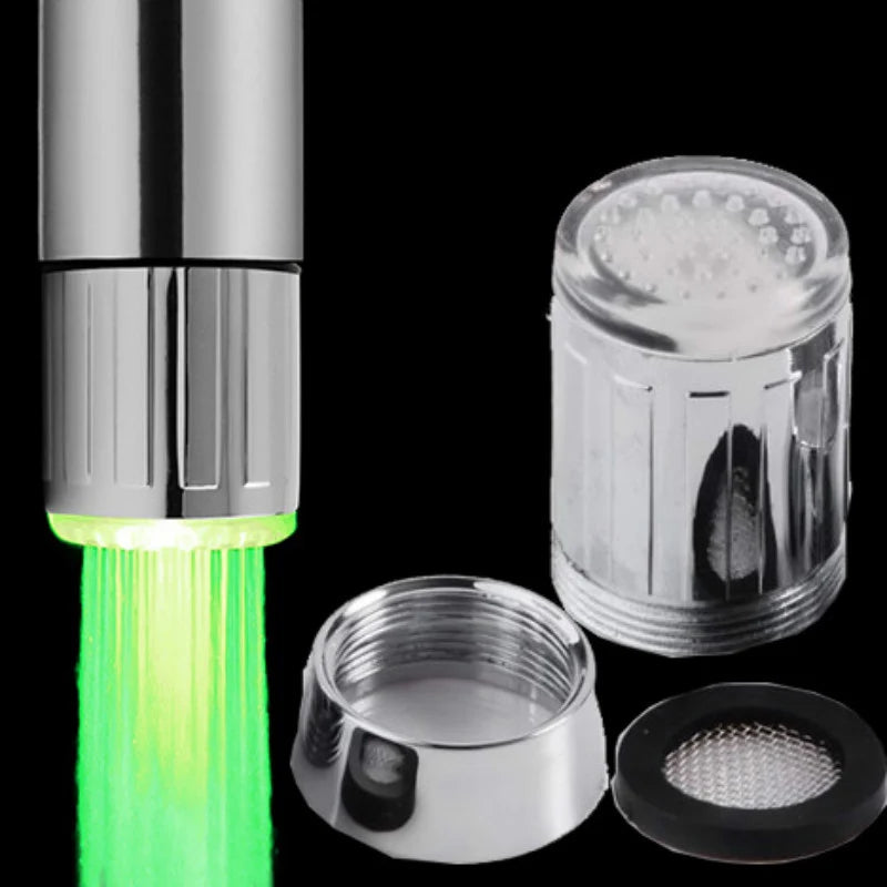 LED Temperature Sensitive 1/3/7-Color Light-up Faucet Kitchen Bathroom Glow Water Saving Faucet Aerator Tap Nozzle Shower