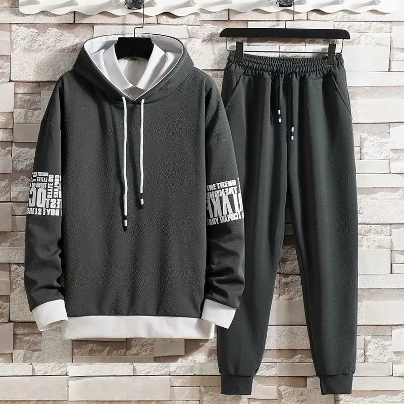 Spring Autumn Men's Sets Hip Hop Long sleeve pullover Hoodies+ Elastic Waist jogger Casual Pants Fashion Sets Men Clothing Sets