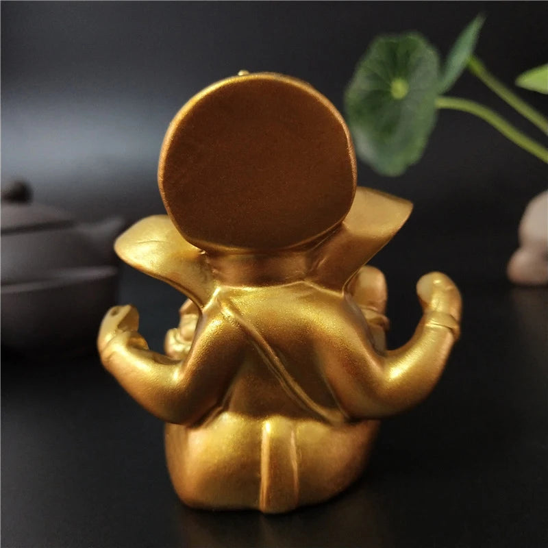 Lord Ganesha Buddha Statue Indian Elephant God Sculptures Gold Ganesh Figurines Ornaments Home Garden Buddha Decoration Statues