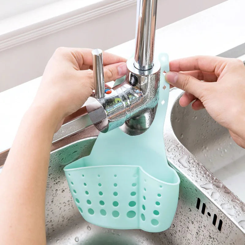 Creative Kitchen Basket Sink Drain Rack Strainer Bathroom Storage Container Kitchen Sink Sponge Storage Hanging Organizer