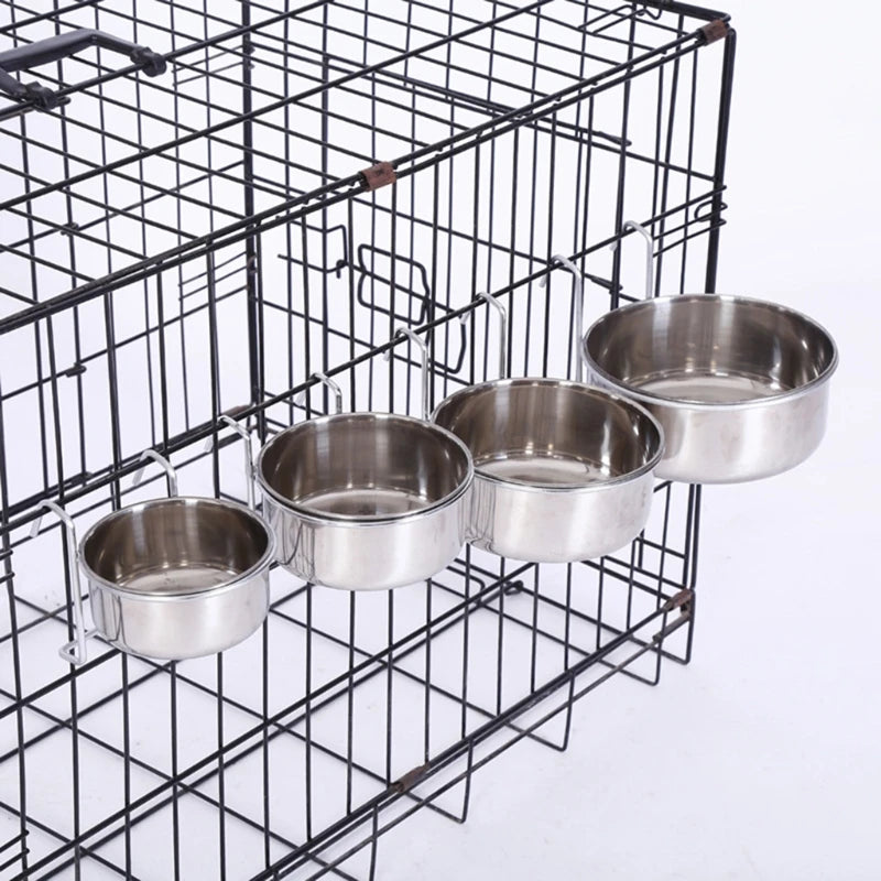 Dog Bowl Stainless Steel Hanging Bowls for Pet Dogs Cats Cage Kennel and Crate Feeder Dish Food and Water Bowl Multi Sizes