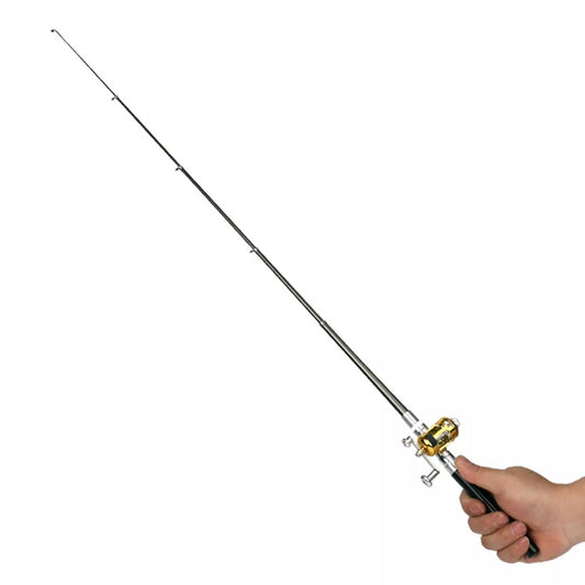 Portable Telescopic Pole Pen Shape Folded River Lake Fishing Rod with Reel Wheel