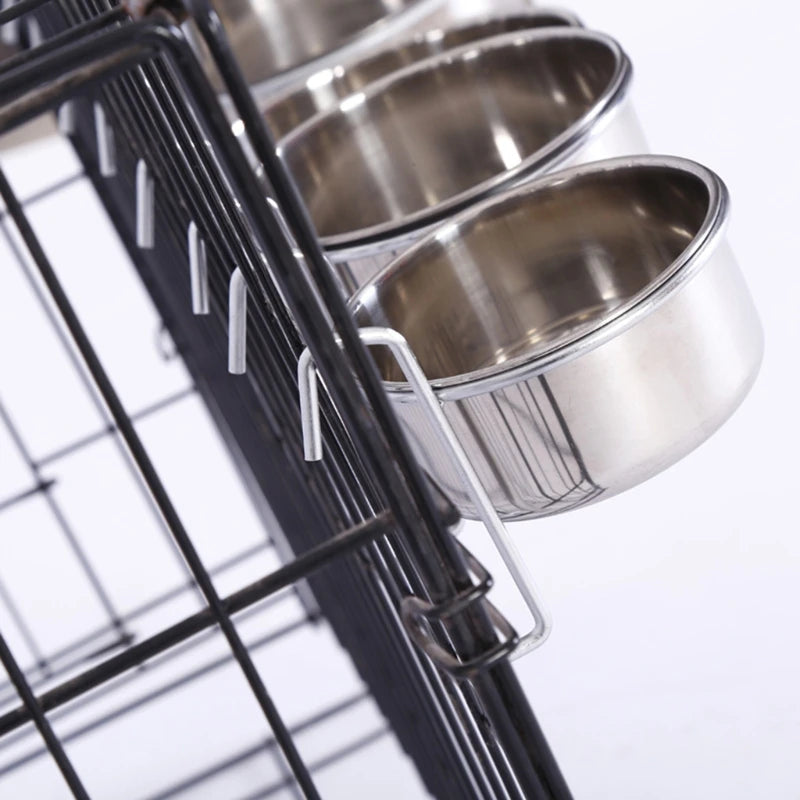 Dog Bowl Stainless Steel Hanging Bowls for Pet Dogs Cats Cage Kennel and Crate Feeder Dish Food and Water Bowl Multi Sizes