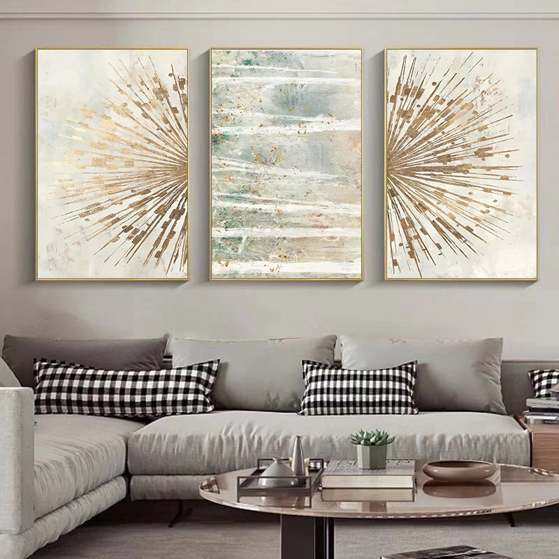 Abstract Gold Foil Line Geometric Canvas Poster Art Canvas Wall Painting Living Room Bedroom Light Luxury Decoration