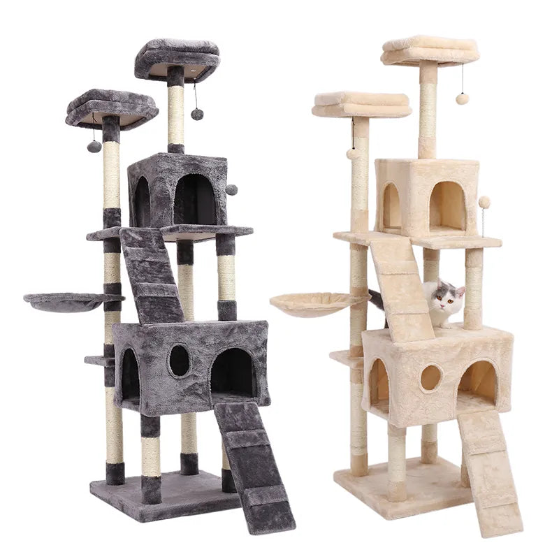 Domestic Delivery Big Cat Tree Tower Condo Furniture Scratch Post Cat Jumping Toy with Ladder for Kittens Pet House Play