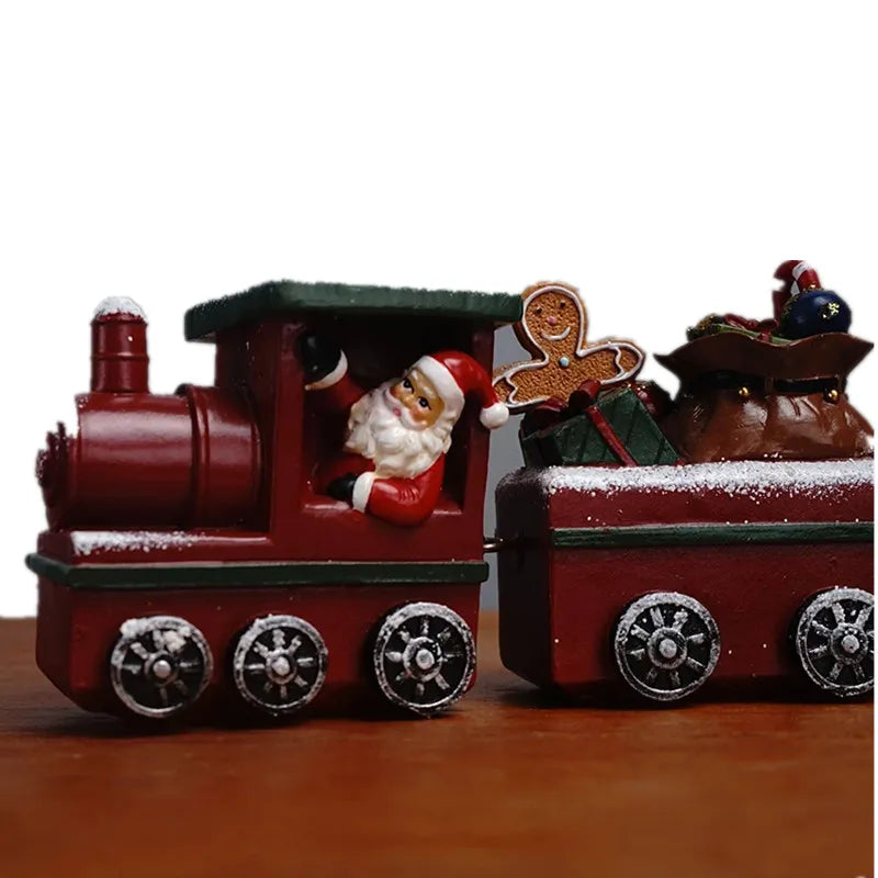 Santa Train Gift Christmas Decoration 2023 2024 Figurines For Interior Statues Sculptures Christmas Ornaments Home Crafts Bear