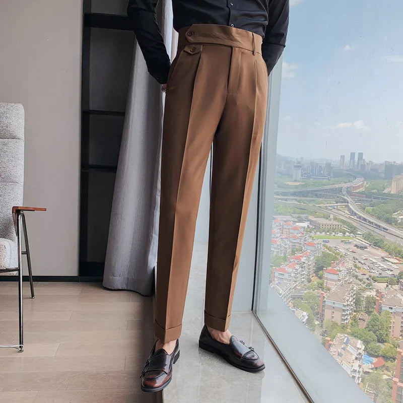 British Dress Pants For Men Clothing 2023 Fashion High Waist Men's Pants Elegant Business Formal Wear Men Trousers High Quality