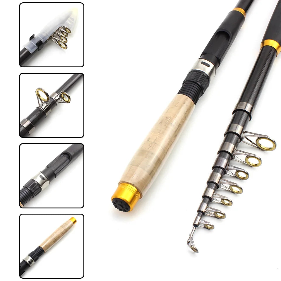 Multifunction Telescopic Fishing Rod 1.8M-3.6M Portable carbon Spinning Fishing Rod Carp Feeder Rod Travel Trout Rod M Power