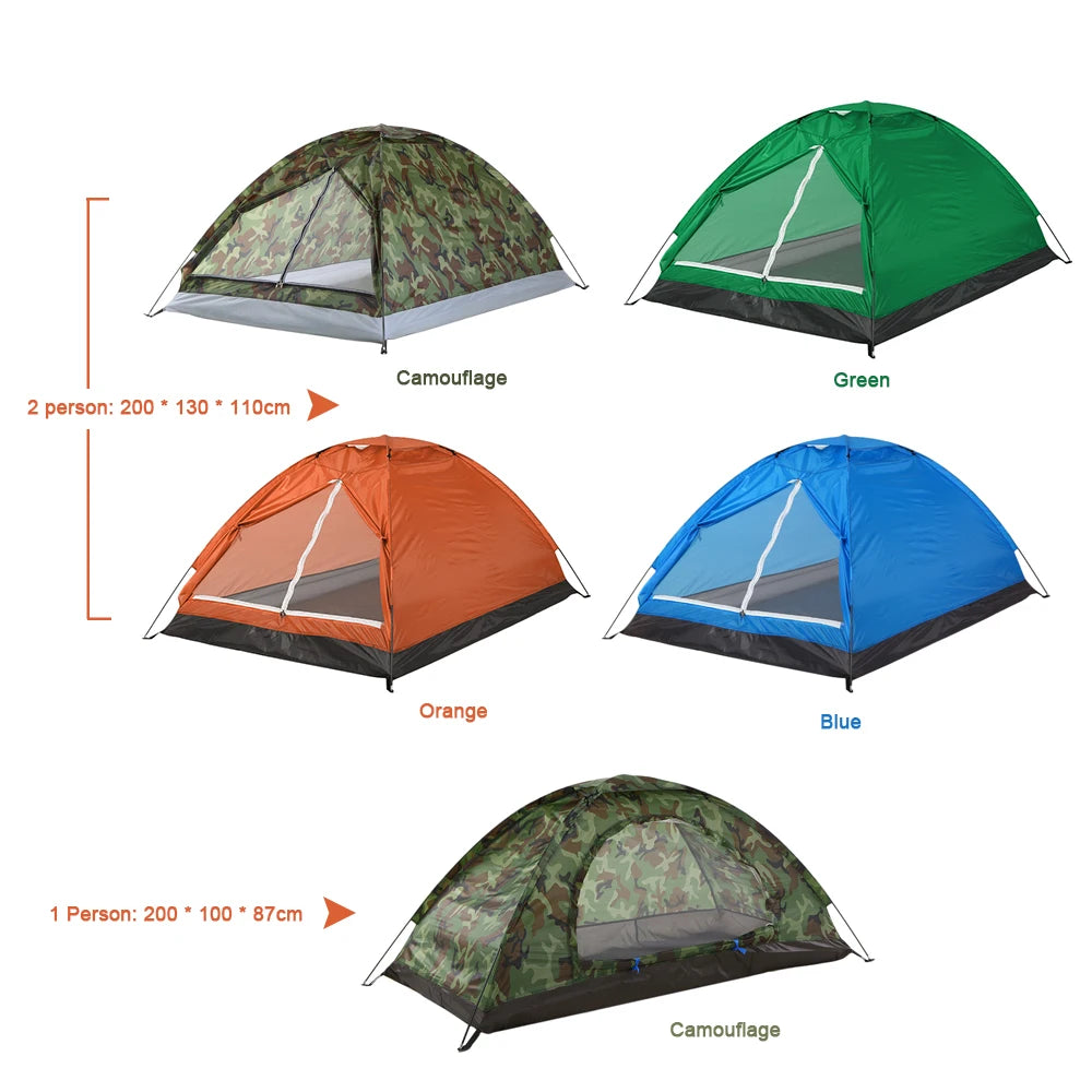 Tomshoo 2 Person Camping Tent Single Layer Portable Camouflage Waterproof Outdoor 3 Season Camping Tent Ultralight Beach Tent