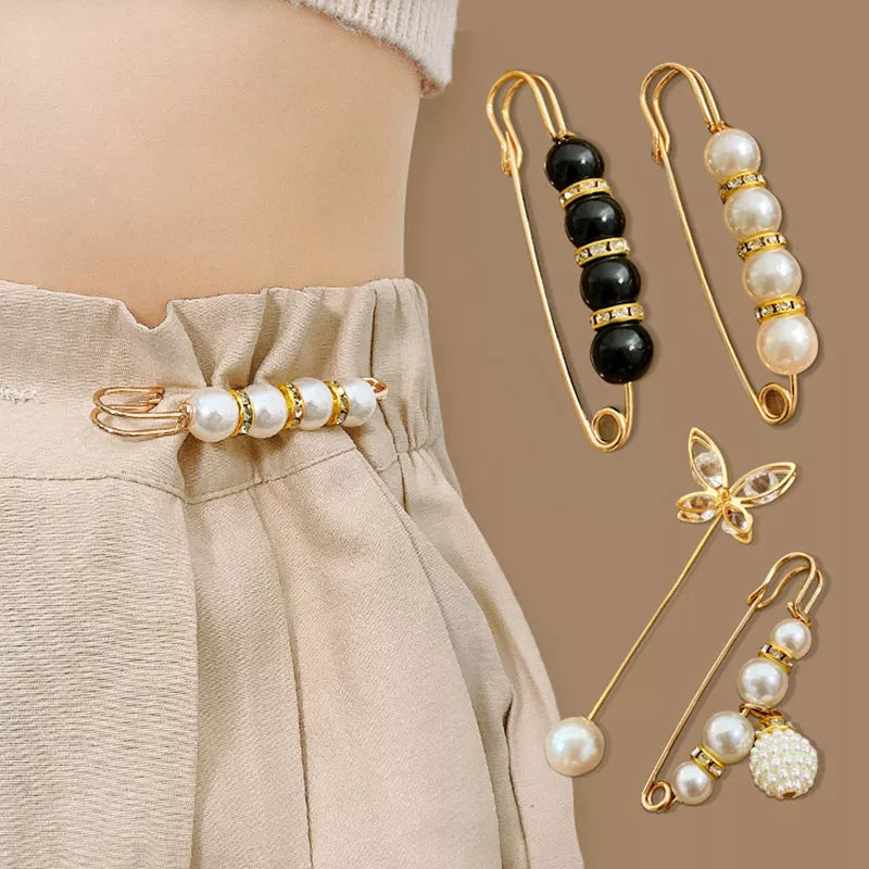 3/6 Pcs Women's Clothing Brooch Set Pearl Rhinestone Brooches for Women Lapel Pin Tightening Waist Pin Diy Accessories